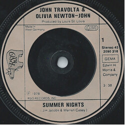 John Travolta / Olivia Newton-John / Louis St. Louis Summer Nights / Rock 'N' Roll Party Queen USED VINYL 7INCH 45 RPM SINGLE