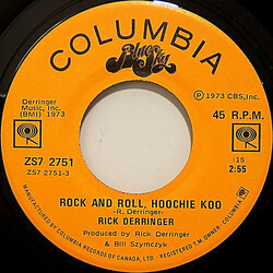 Rick Derringer Rock And Roll, Hoochie Koo USED VINYL 7INCH 45 RPM SINGLE