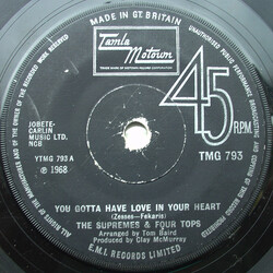 The Supremes / Four Tops You Gotta Have Love In Your Heart / I'm Glad About It USED VINYL 7INCH 45 RPM