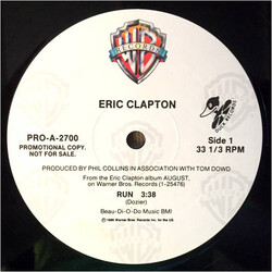 Eric Clapton Run USED VINYL 12INCH 33 S RPM PROMO