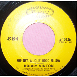 Bobby Vinton For He's A Jolly Good Fellow Vinyl 7" USED