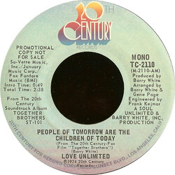 Love Unlimited People Of Tomorrow Are The Children Of Today USED VINYL 7INCH 45 RPM PROMO