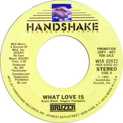 Bruzer What Love Is USED VINYL 7INCH 45 RPM PROMO