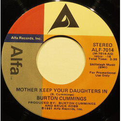 Burton Cummings Mother Keep Your Daughters In USED VINYL 7INCH 45 RPM PROMO