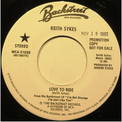 Keith Sykes Love To Ride USED VINYL 7INCH 45 RPM PROMO STEREO