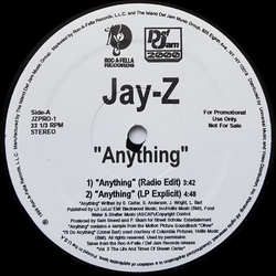 Jay-Z Anything VINYL 12" - 33 ⅓ RPM Promo