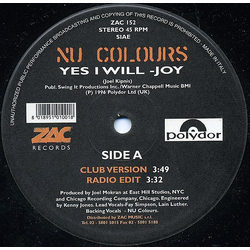 Nu Colours Yes I Will VINYL 12" - 33 ⅓ RPM