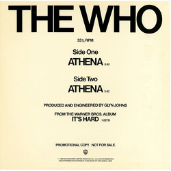 The Who Athena VINYL 12" - 33 ⅓ RPM Promo Single