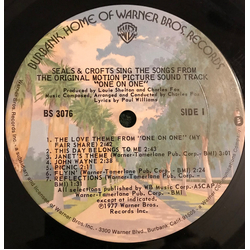 Seals & Crofts Seals & Crofts Sing The Songs From The Original Motion Picture Sound Track "One On One" VINYL LP