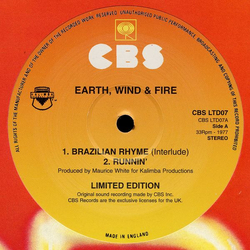 Earth Wind & Fire Brazilian Rhyme / Runnin' VINYL 12" - Limited Edition