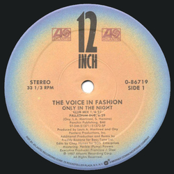 The Voice In Fashion Only In The Night VINYL 12" - 33 ⅓ RPM Single Stereo