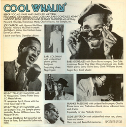 Various Cool Whalin' - Be Bop Vocals, Rare And Unissued Material VINYL LP - Compilation Mono