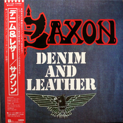 Saxon Denim And Leather VINYL LP - Promo