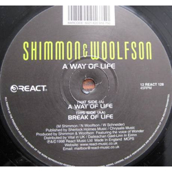 Shimmon & Woolfson A Way Of Life VINYL 12INCH