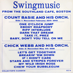 Chick Webb And His Orchestra Count Basie Orchestra Swingmusic From The Southland Cafe, Boston VINYL LP