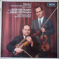 David Oistrach Igor Oistrach Kiril Kondrashin Moscow Philharmonic Orchestra Wolfgang Amadeus Mozart Sinfonia Concertante K.364, Duo In G K.423 VINYL L
