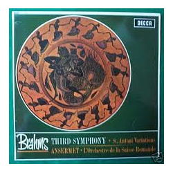 Ernest Ansermet Johannes Brahms L'Orchestre De La Suisse Romande Third Symphony VINYL LP - Stereo